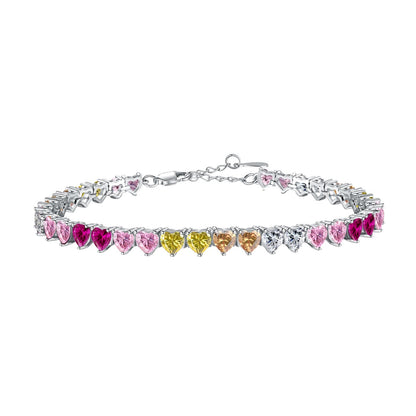 [Aura Jewelry]Luxurious Colorful Romantic Heart Shape Lover Bracelet