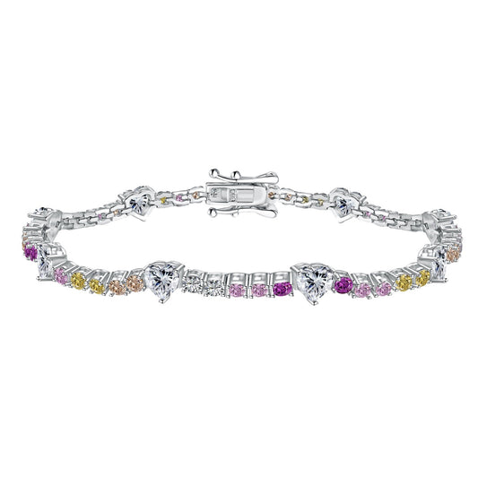 [Aura Jewelry]Romantic Heart Shape Round Cut Lover Bracelet
