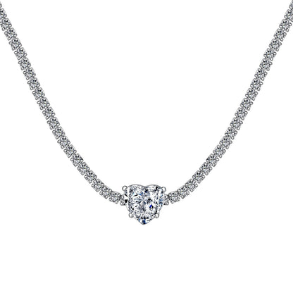 [Aura Jewelry]2.0 Carat Sparkling Tennis Heart Cut Necklace
