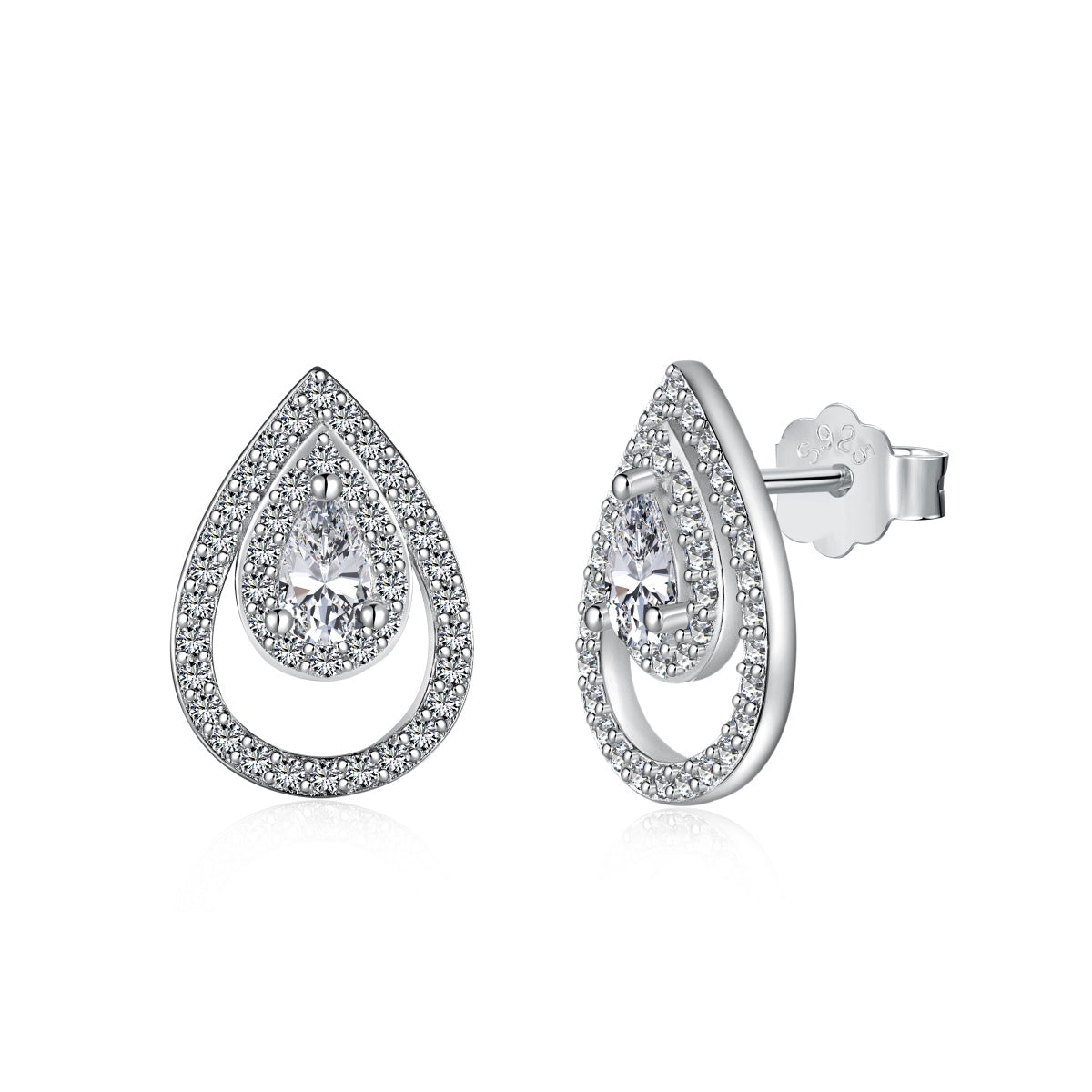 [Aura Jewelry]Sparkling Delicate Water Drop Shape Daily Earrings