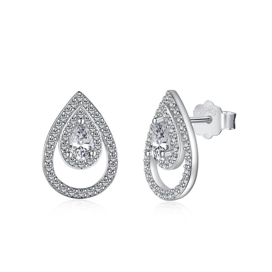 [Aura Jewelry]Sparkling Delicate Water Drop Shape Daily Earrings