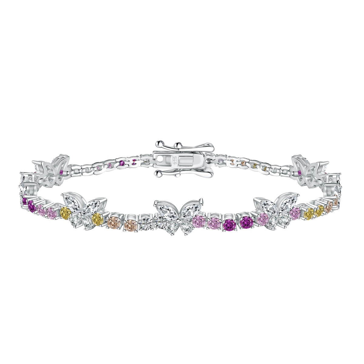 [Aura Jewelry]Ornate Colorful Butterfly Shape Round Cut Daily Bracelet