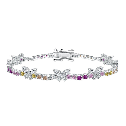 [Aura Jewelry]Ornate Colorful Butterfly Shape Round Cut Daily Bracelet