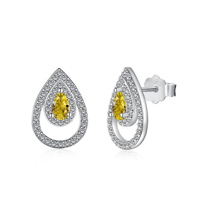 [Aura Jewelry]Sparkling Delicate Water Drop Shape Daily Earrings