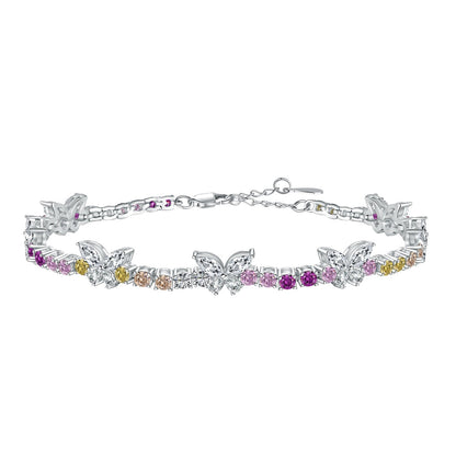 [Aura Jewelry]Ornate Colorful Butterfly Shape Round Cut Daily Bracelet