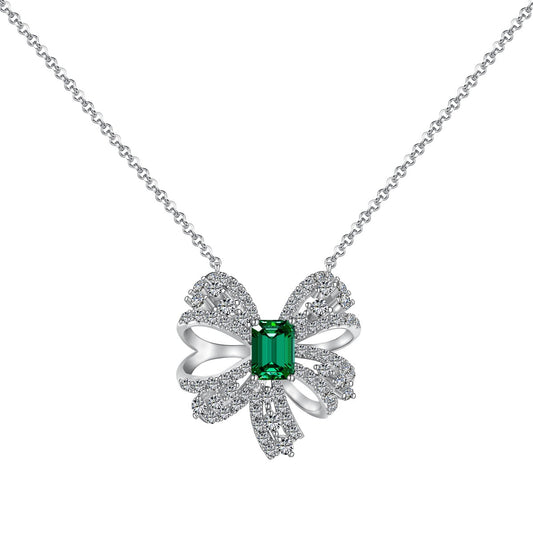 [Aura Jewelry]Luxurious Flower Shape Emerald Cut Necklace