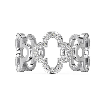 [Aura Jewelry]Hollow Design Four-Leaf Clover Flower Shape Ring