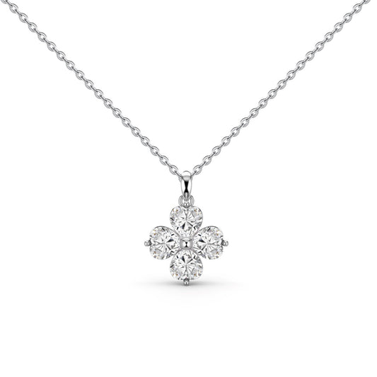 [Aura Jewelry]Heart-Shaped Four-Leaf Clover Bead Necklace