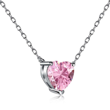 [Aura Jewelry]Heart Shape Main Stone Pendant Collarbone Necklace