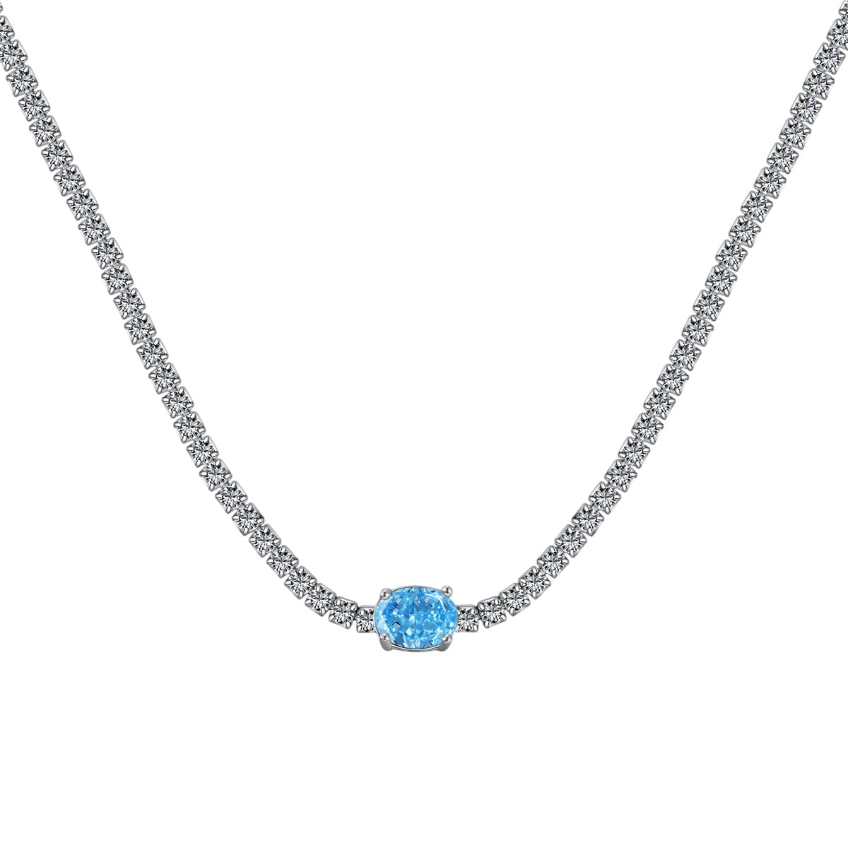 [Aura Jewelry]1.0 Carat Shining Oval Cut Necklace