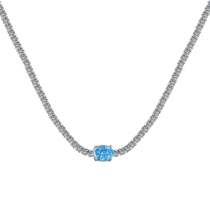 [Aura Jewelry]1.0 Carat Shining Oval Cut Necklace