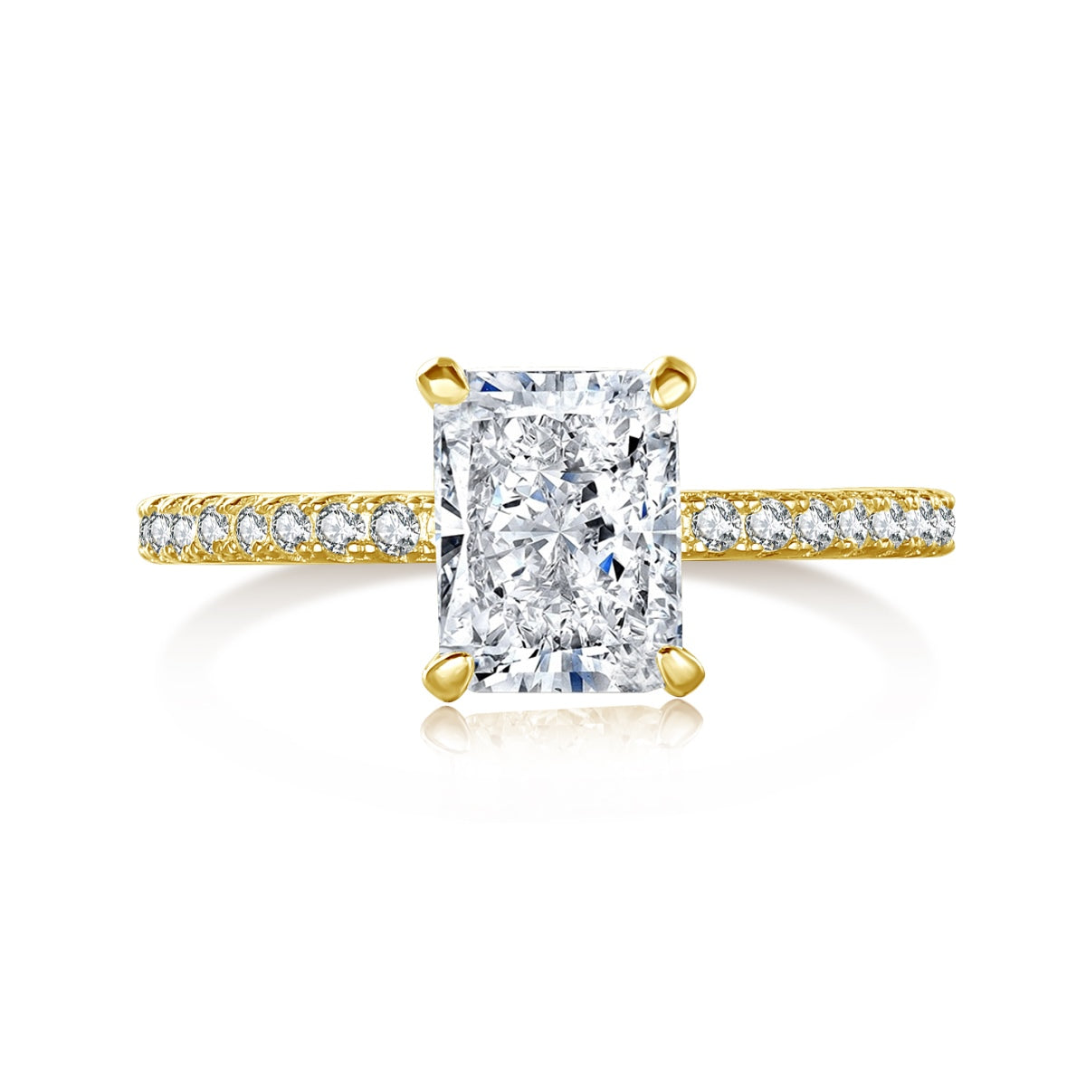 [Aura Jewelry]2.0 Carat Dazzling Sparkling Radiant Cut Party Ring