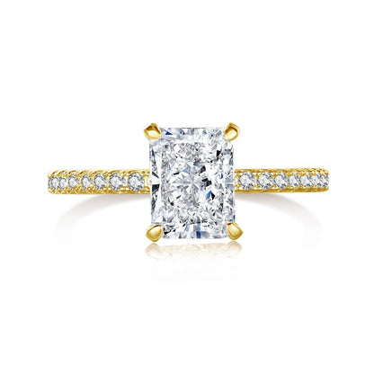 [Aura Jewelry]2.0 Carat Dazzling Sparkling Radiant Cut Party Ring