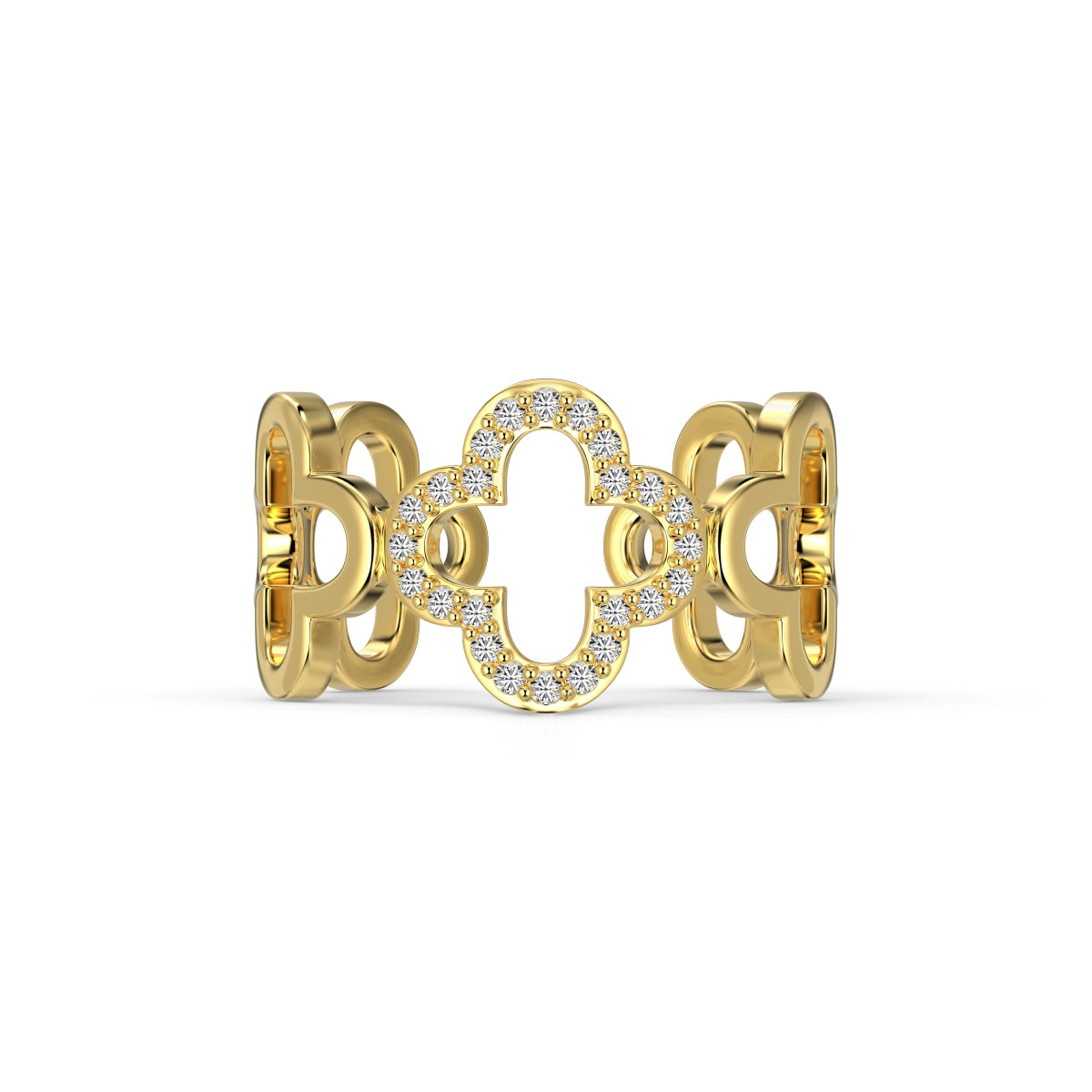 [Aura Jewelry]Hollow Design Four-Leaf Clover Flower Shape Ring