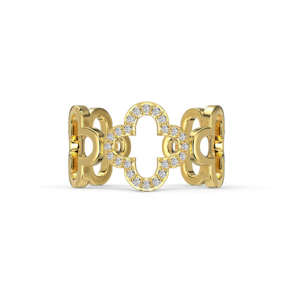 [Aura Jewelry]Hollow Design Four-Leaf Clover Flower Shape Ring