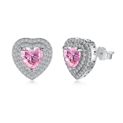 [Aura Jewelry]Dazzling Heart Shape Lover Earrings