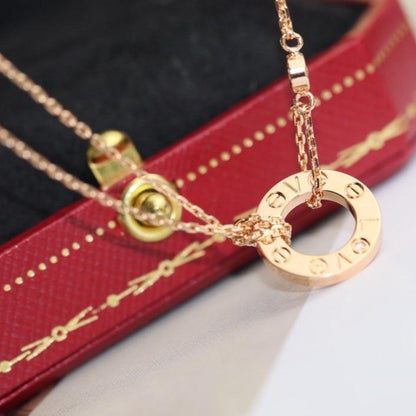 [⭐Aura]LOVE NECKLACE ADJUSTABLE ROSE GOLD 2 DIAMOND