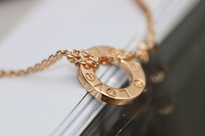 [⭐Aura]LOVE NECKLACE ADJUSTABLE ROSE GOLD 2 DIAMOND