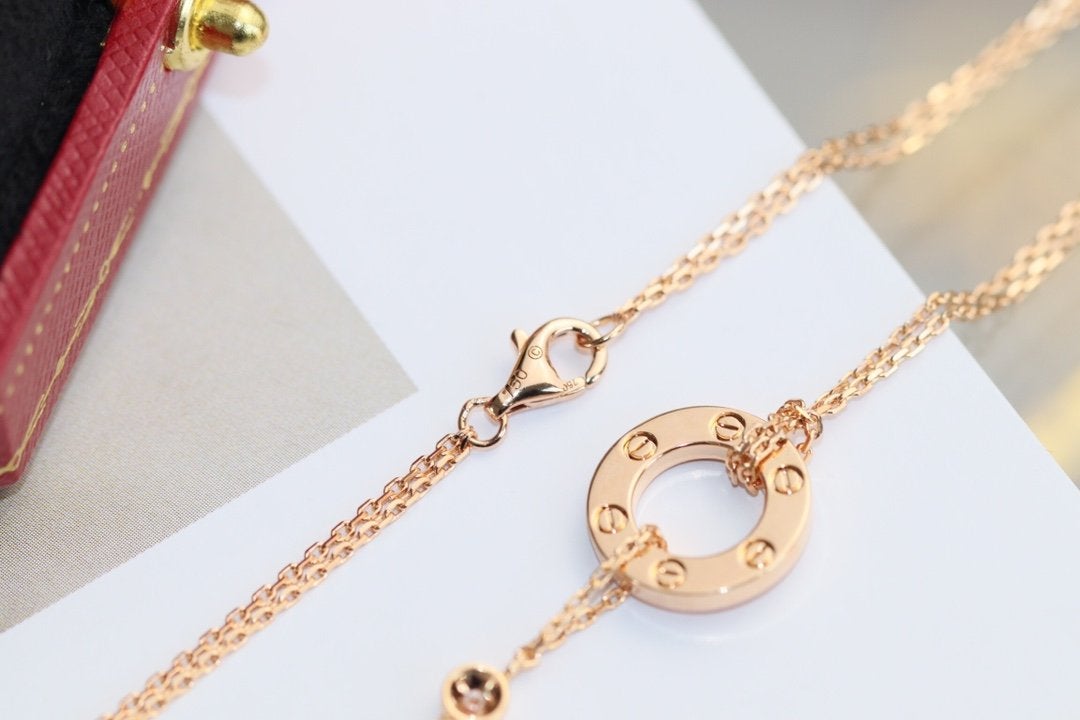 [⭐Aura]LOVE NECKLACE ADJUSTABLE ROSE GOLD 2 DIAMOND