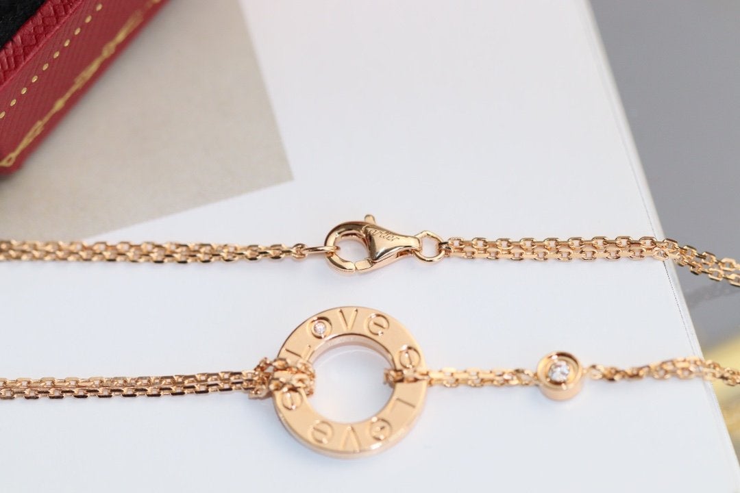[⭐Aura]LOVE NECKLACE ADJUSTABLE ROSE GOLD 2 DIAMOND