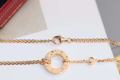 [⭐Aura]LOVE NECKLACE ADJUSTABLE ROSE GOLD 2 DIAMOND