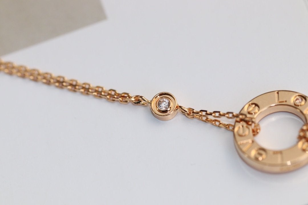 [⭐Aura]LOVE NECKLACE ADJUSTABLE ROSE GOLD 2 DIAMOND