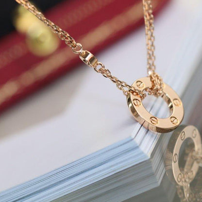 [⭐Aura]LOVE NECKLACE ADJUSTABLE ROSE GOLD 2 DIAMOND