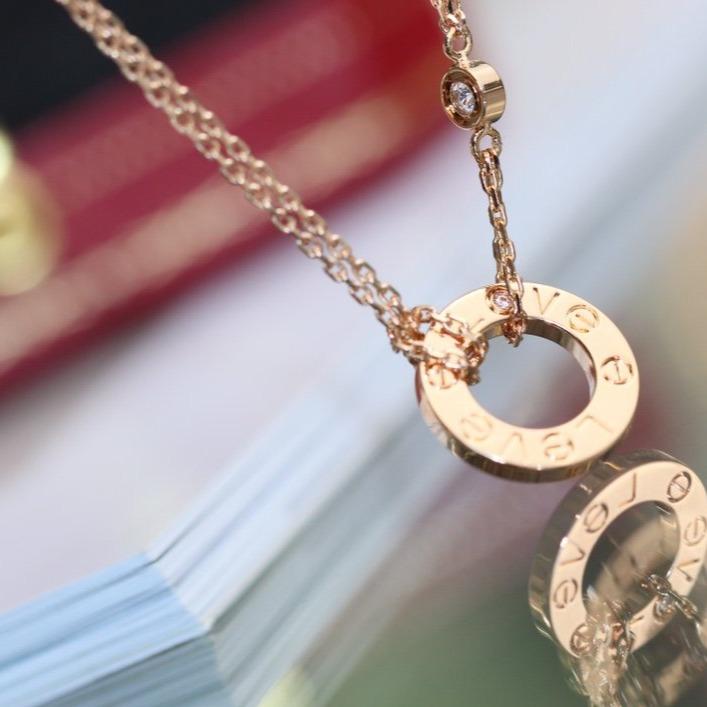 [⭐Aura]LOVE NECKLACE ADJUSTABLE ROSE GOLD 2 DIAMOND