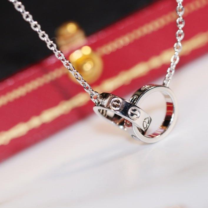 [⭐Aura]LOVE NECKLACE PINK GOLD AND SILVER