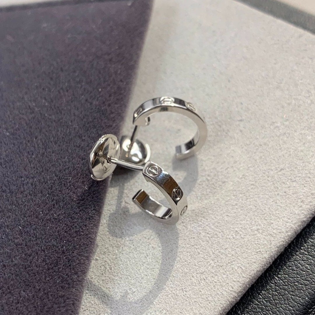 [⭐Aura]LOVE EARRINGS 2.65MM SILVER