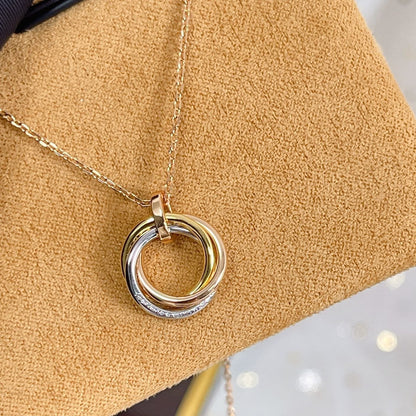 [⭐Aura]TRINITY NECKLACE SILVER GOLD PINK GOLD DIAMONDS