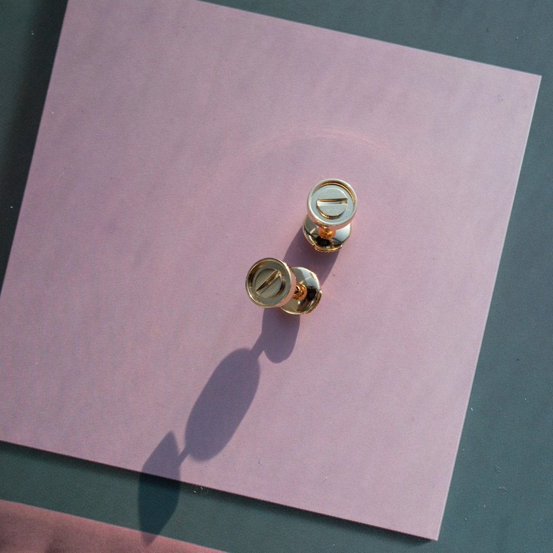 [⭐Aura]LOVE EARRINGS PINK GOLD 10MM