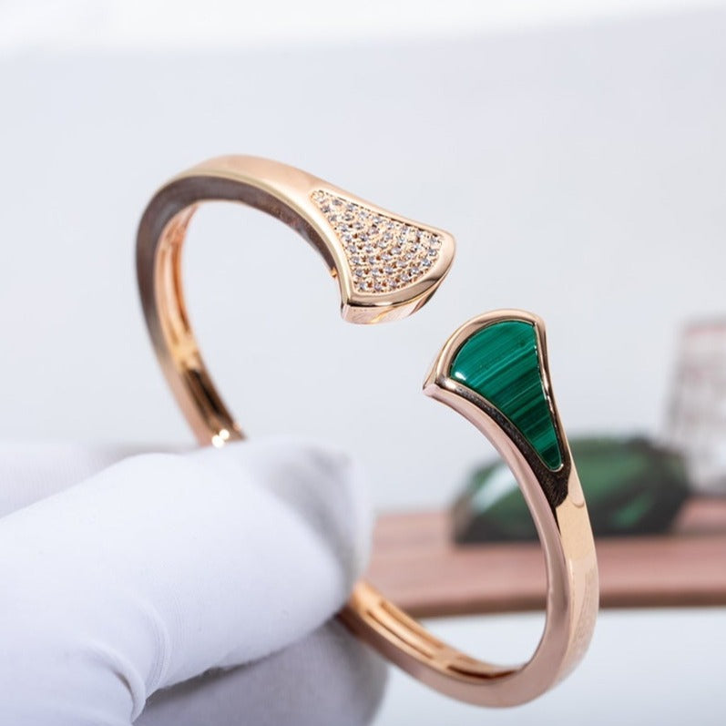 [⭐Aura]DREAM BRACELET OPEN MALACHITE PINK GOLD