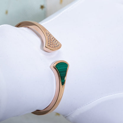 [⭐Aura]DREAM BRACELET OPEN MALACHITE PINK GOLD
