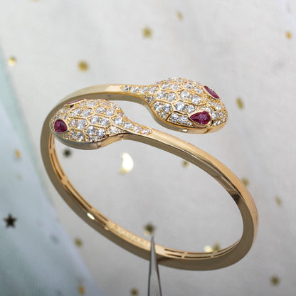 [⭐Aura]SERPENTI BRACELET PINK GOLD DIAMOND DOUBLE SNAKE