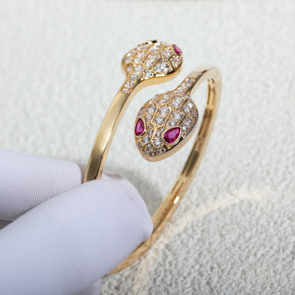 [⭐Aura]SERPENTI BRACELET PINK GOLD DIAMOND DOUBLE SNAKE