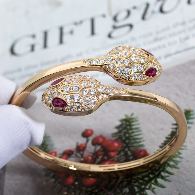 [⭐Aura]SERPENTI BRACELET PINK GOLD DIAMOND DOUBLE SNAKE