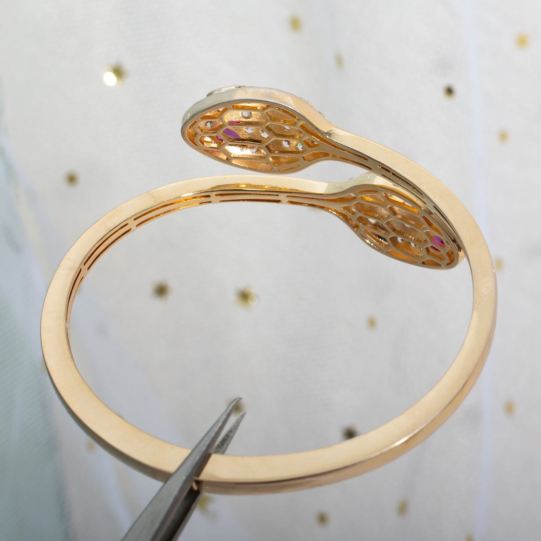 [⭐Aura]SERPENTI BRACELET PINK GOLD DIAMOND DOUBLE SNAKE