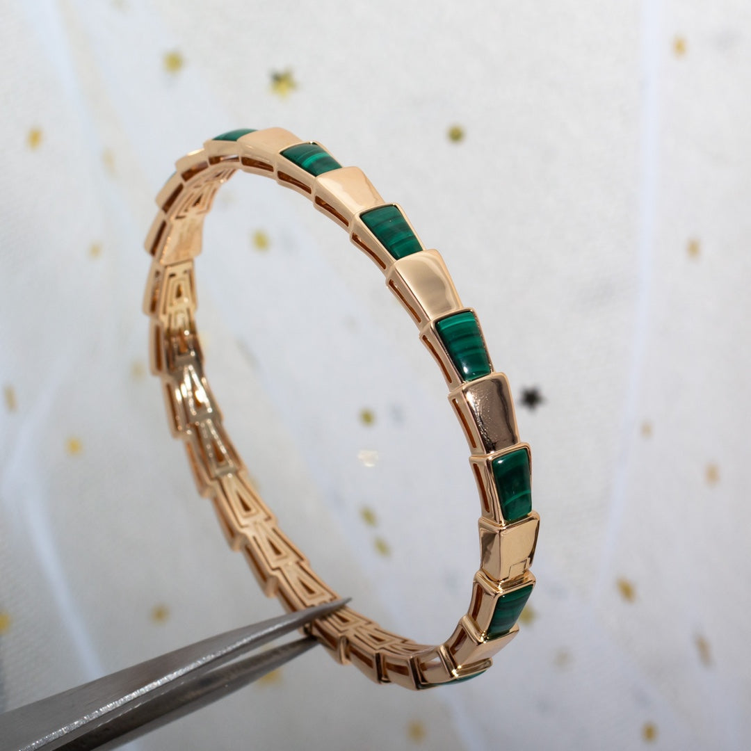[⭐Aura]SERPENTI BRACELET PINK GOLD MALACHITE