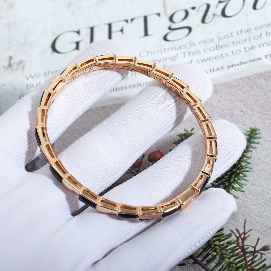 [⭐Aura]SERPENTI BRACELET PINK GOLD ONYX