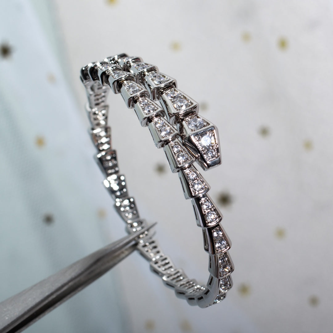 [⭐Aura]SERPENTI BRACELET 6MM SILVER DIAMOND