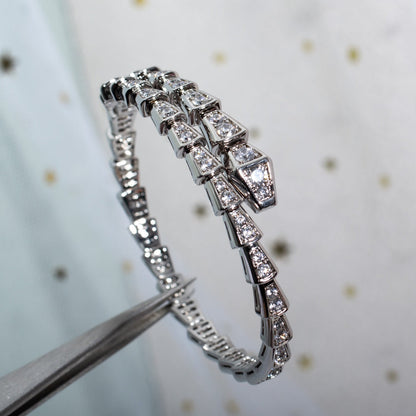 [⭐Aura]SERPENTI BRACELET 6MM SILVER DIAMOND