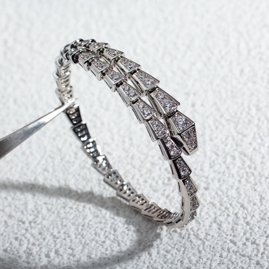 [⭐Aura]SERPENTI BRACELET 6MM SILVER DIAMOND