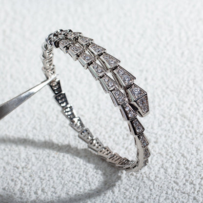 [⭐Aura]SERPENTI BRACELET 6MM SILVER DIAMOND