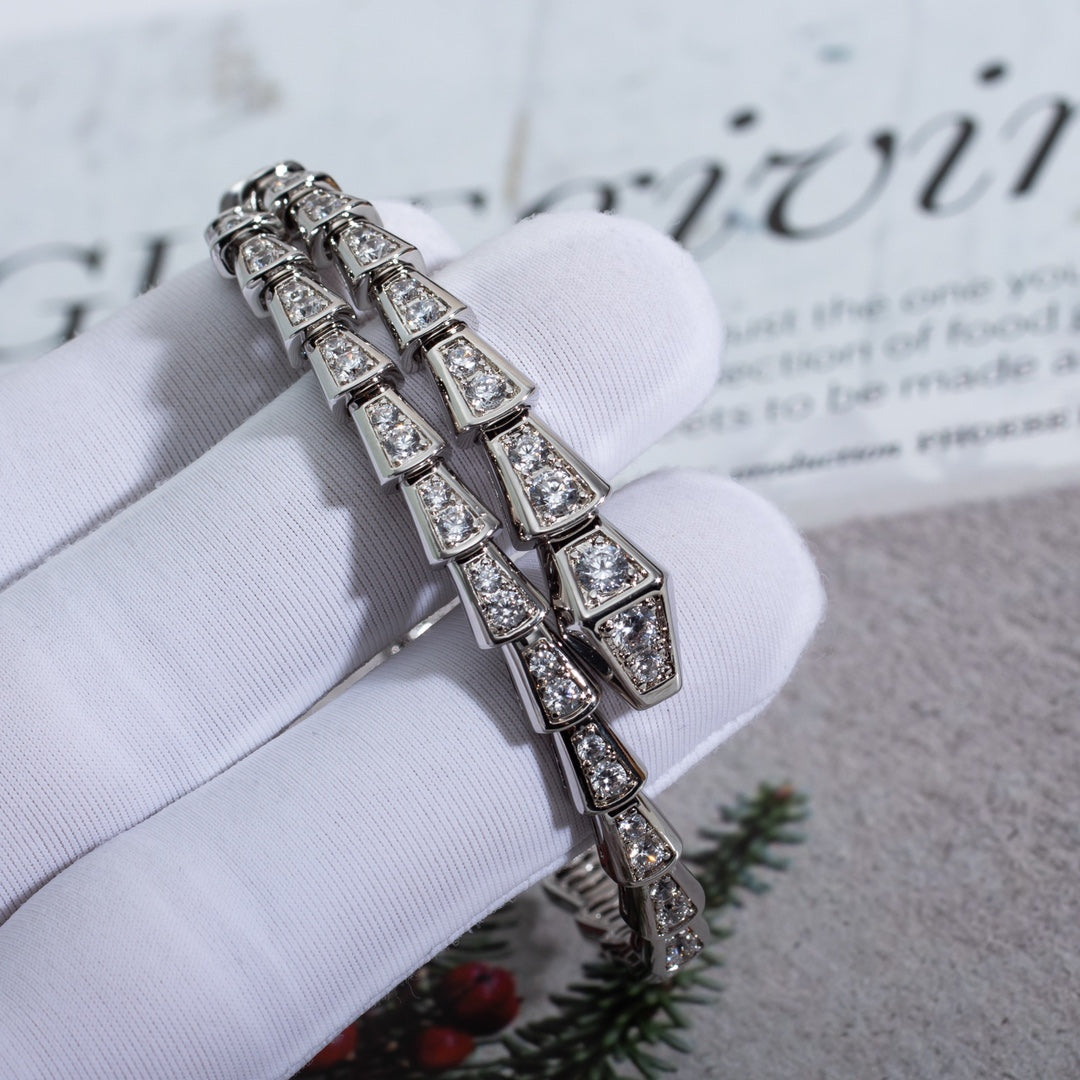 [⭐Aura]SERPENTI BRACELET 6MM SILVER DIAMOND