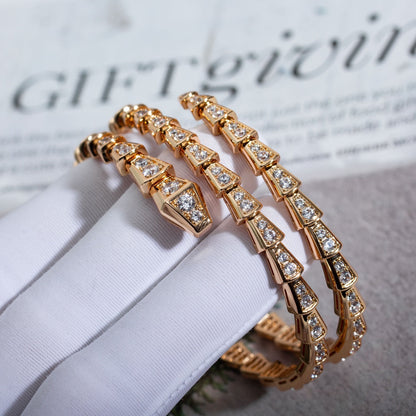 [⭐Aura]SERPENTI BRACELET PINK GOLD DIAMOND DOUBLE ROW