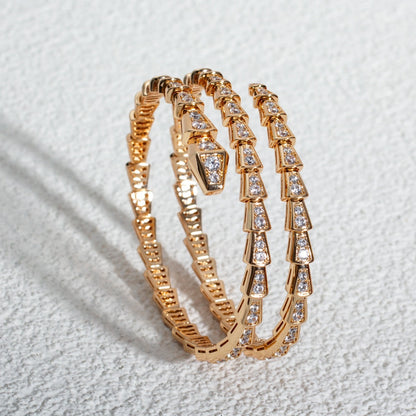 [⭐Aura]SERPENTI BRACELET PINK GOLD DIAMOND DOUBLE ROW