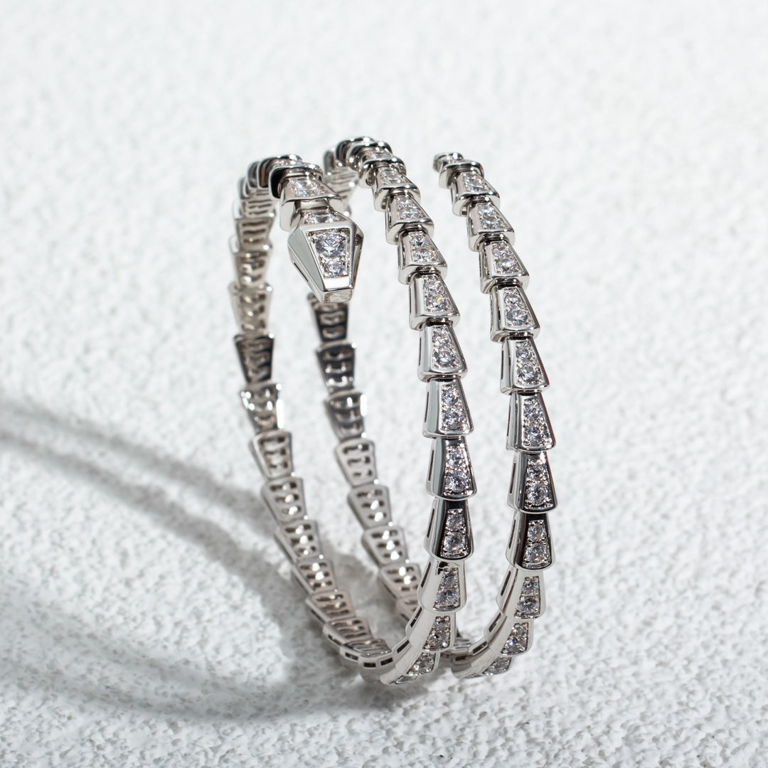 [⭐Aura]SERPENTI BRACELET SILVER DIAMOND DOUBLE ROW
