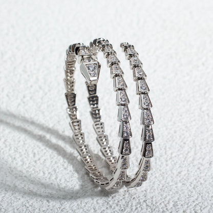 [⭐Aura]SERPENTI BRACELET SILVER DIAMOND DOUBLE ROW
