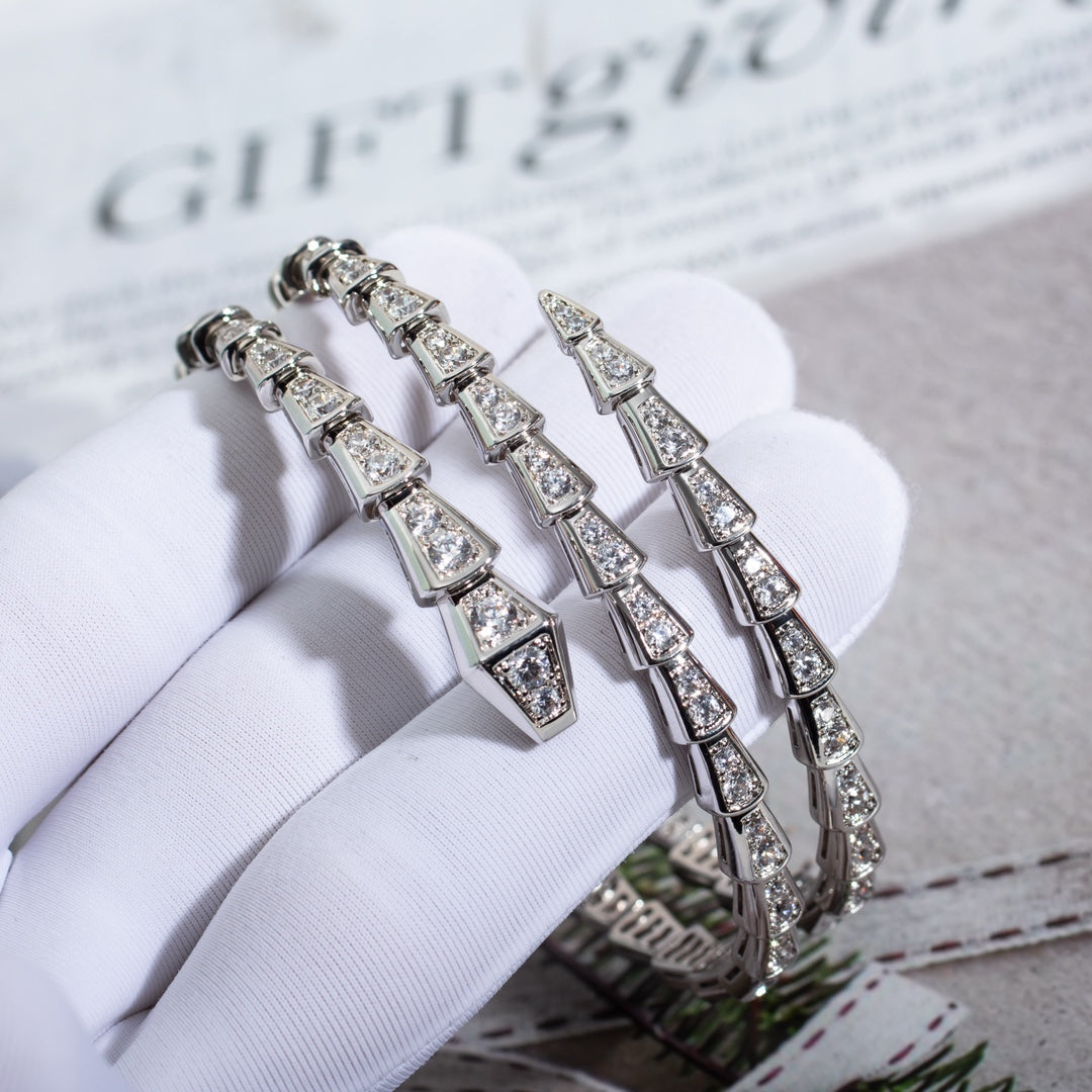 [⭐Aura]SERPENTI BRACELET SILVER DIAMOND DOUBLE ROW